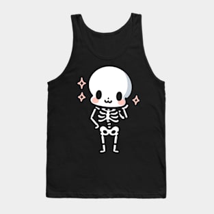 Cute Skeleton Posing  for Selfie | Halloween Skeleton Design for Kawaii Lovers Tank Top